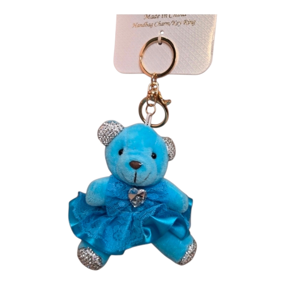 💙▪️Natasha ▪️Blue Teddy Bear Keychain with Silver Accents